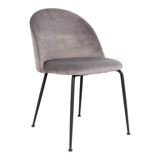 Szare aksamitne krzesło do jadalni - House Nordic - Geneve - Tkanina - Na zewnątrz - Metal Inna marka