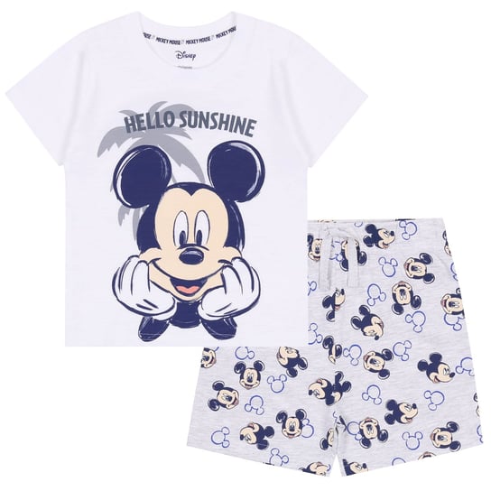 Szaro-biały, letni komplet niemowlęcy Myszka Mickey DISNEY, OEKO-TEX 12-18 m 86 cm Disney