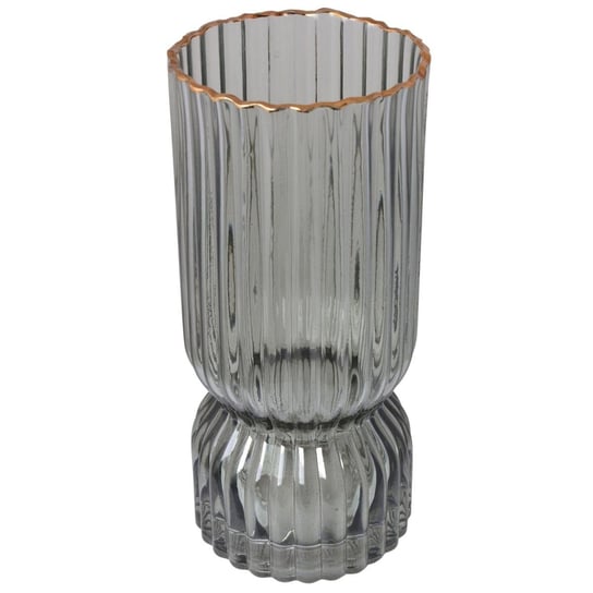 Szary, karbowany wazon ze szkła Potiri 24 cm Duwen