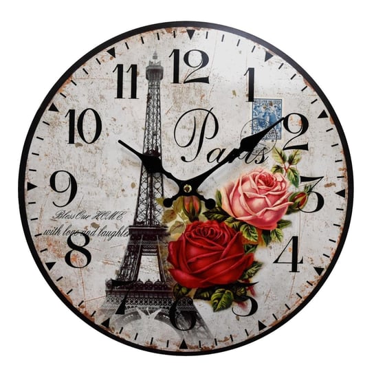 Szary zegar z wieżą Eiffela Pores Ø34 cm Duwen