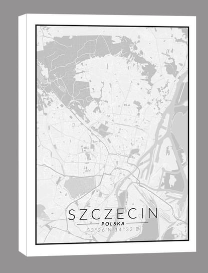 Szczecin mapa czarno biała - obraz na płótnie 20x30 cm Inny producent