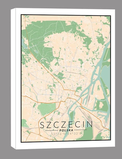 Szczecin mapa kolorowa - obraz na płótnie 60x80 cm Inny producent