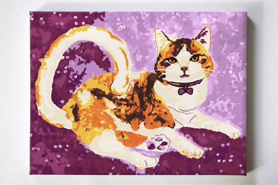 Szczęśliwa kotka, zwierzaki, malowanie po numerach, blejtram Akrylowo