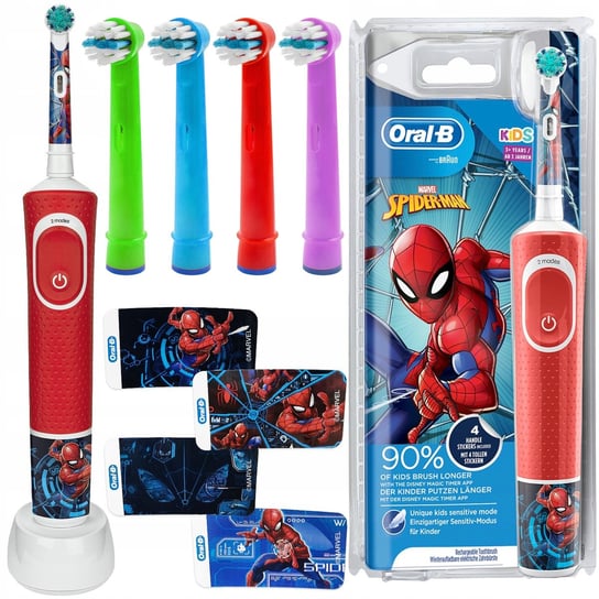 Szczoteczka Braun Oral-b Vitality 100 SpiderMan + 4 końcówki zamienne kolorowe Oral-B