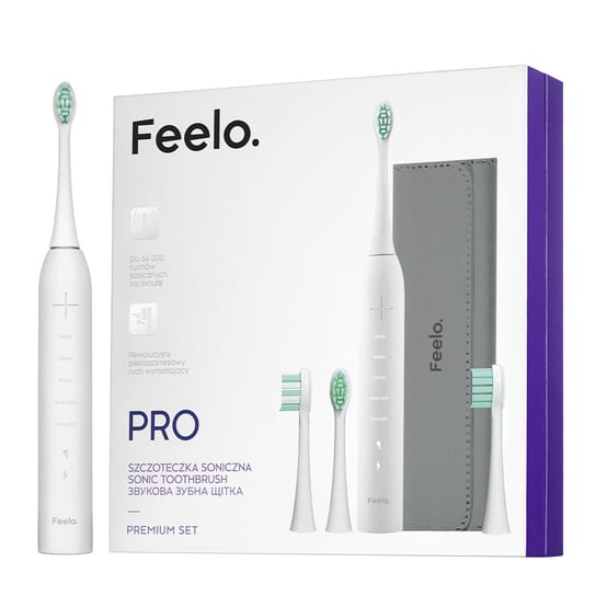 Szczoteczka elektryczna do zębów Feelo Pro White z etui wersja Premium Feelo