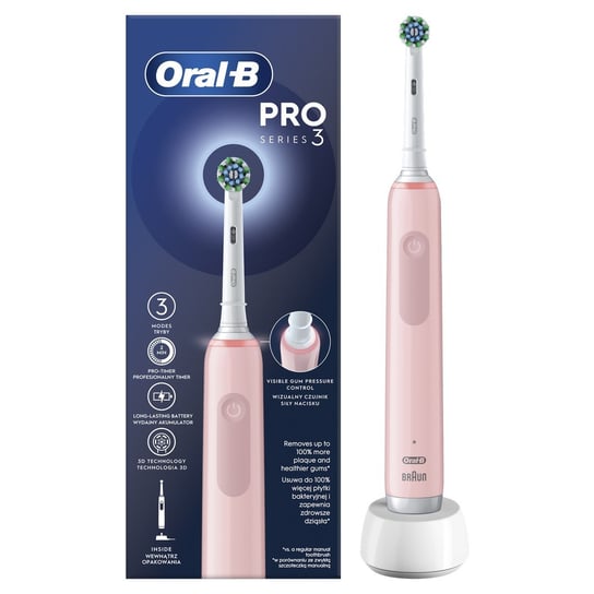 Szczoteczka elektryczna ORAL-B PRO3 Pink CrossAction (różowy) D505.513.3 Oral-B