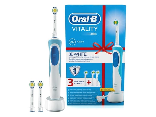 Szczoteczka elektryczna ORAL-B Vitality 3D White, 7600 obr./min + 2 końcówki Oral-B