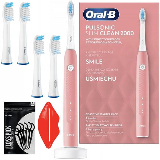 Szczoteczka Oral-B Pulsonic Slim Clean 2000 Różowa + 4x Końcówka Oral-b Pulsonic Clean Oral-B