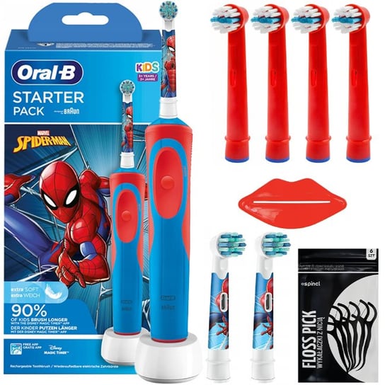 Szczoteczka Oral-B Starter Pack Spiderman + 4 końcówki zamienne czerwone Oral-B