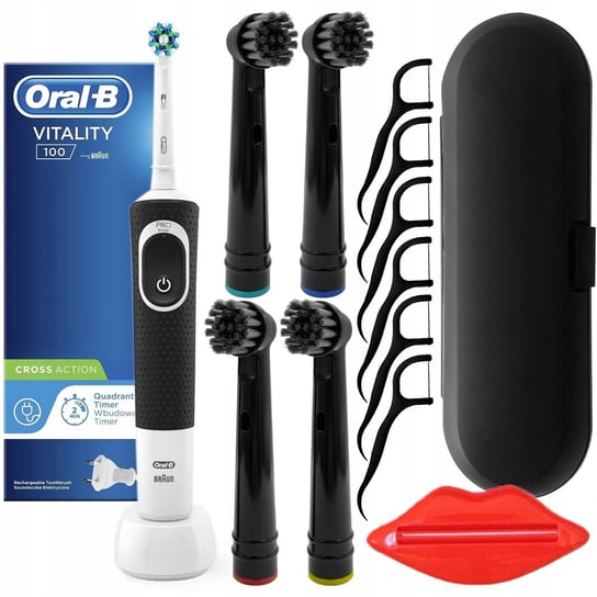 Szczoteczka Oral-B Vitality 100 Czarna + 4 zam. czarne prec. w/a + etui czarne Oral-B