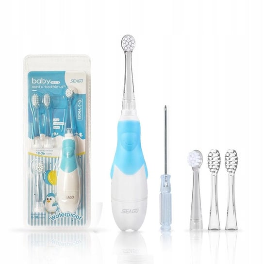Szczoteczka soniczna dla dzieci SEAGO,1xAAA 1,5V, 4 końcówki, SG-513 Blue SEAGO