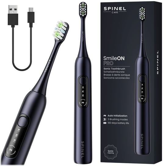 Szczoteczka Soniczna do Zębów SPINEL CARE SmileOn PRO Czarna 3 Tryby + AI Spinel