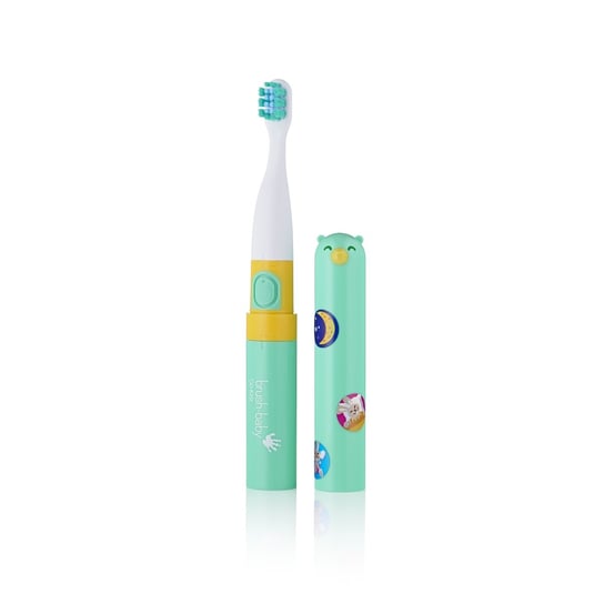 Szczoteczka soniczna podróżna dla dzieci BRUSH-BABY Go-Kidz Electric Travel Toothbrush z naklejkami jasnozielona BRUSH-BABY