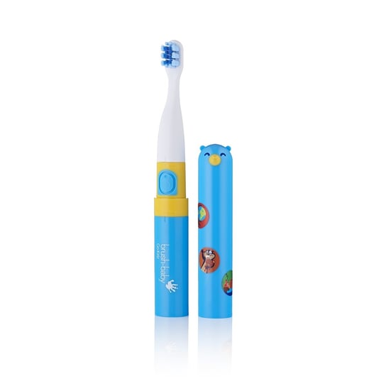 Szczoteczka soniczna podróżna dla dzieci BRUSH-BABY Go-Kidz Electric Travel Toothbrush z naklejkami niebieska BRUSH-BABY