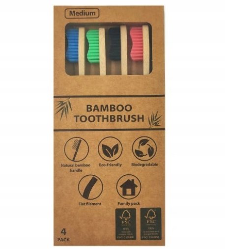 Szczoteczki bambusowe zestaw 4 sztuk bez BPA eco ! Inna marka