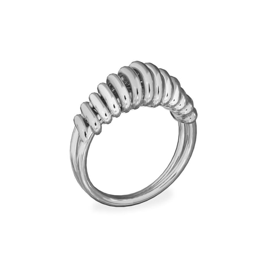 Szeroki pierścionek spirala, srebro 925, XENIA x GIORRE : ROZMIAR PIERŚCIONKA - 13 |UK:N | Φ16,67 MM, Srebro - kolor pokrycia - Pokrycie platyną GIORRE