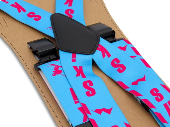 Szerokie błękitno-różowe narciarskie szelki do spodni - SKI T29 Modini