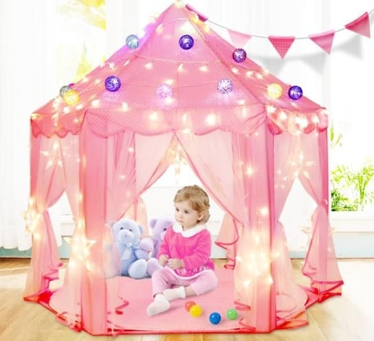 Sześciokątny namiot dla dzieci do domu / ogrodu – różowy Hedo