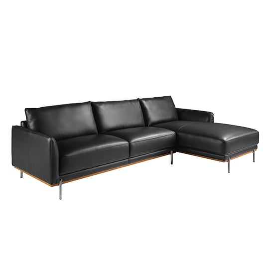 Szezlong prawy sofa czarna skóra Angel Cerda