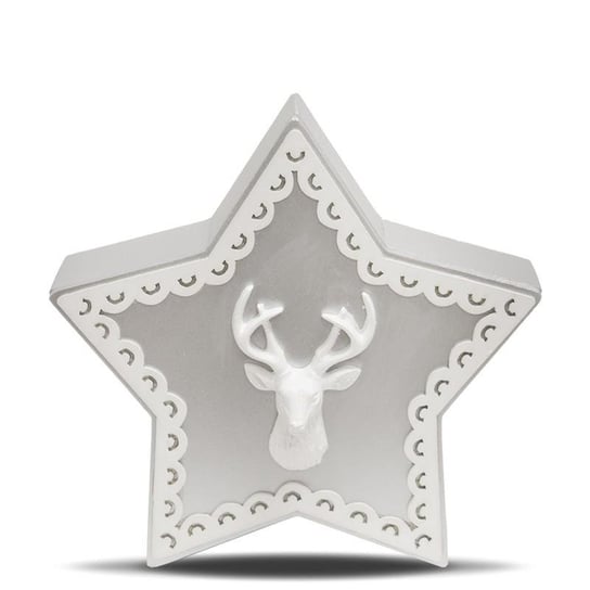 Szkatułka dekoracyjna, gwiazda, srebrno-biała, 15x6x15 cm Pigmejka