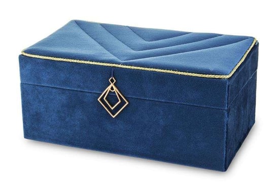 Szkatułka Na Biżuterię kuferek niebieski aksamit Art-Pol