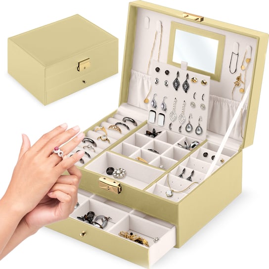 Szkatułka na biżuterię, pudełko kuferek organizer złoty Massido Massido