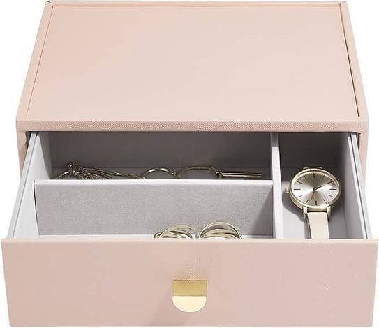 Szkatułka na biżuterię Stackers classic różowa z szufladą Stackers
