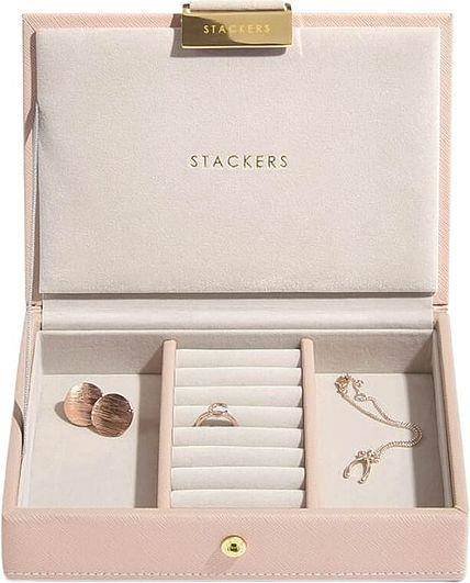 Szkatułka na biżuterię Stackers mini różowo-szampańska z pokrywką Stackers
