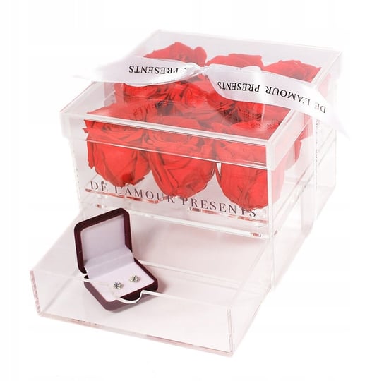 Szkatułka Na Biżuterię Z 9 Stabilizowanymi Różami Prezent Dla Niej Dziewczyny Żony Na Walentynki De L'amour Presents