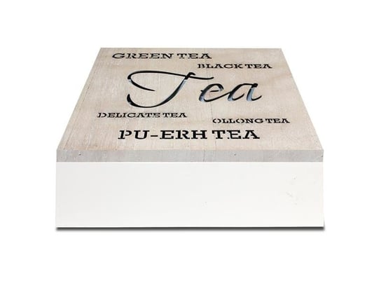 Szkatułka na herbatę Retro, biała, 7x24x24 cm Pigmejka