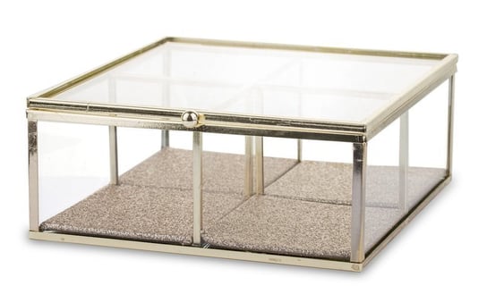 Szkatułka szklana oprawa metal 7x16x16,5 cm Pigmejka