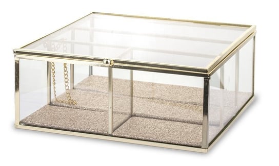 Szkatułka szklana oprawa metal 9,5x20x20,5 cm Pigmejka