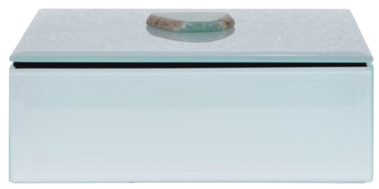 Szkatułka szklana z kamieniem, EWAX, biała, 15,5x11,5x5,5 cm Ewax