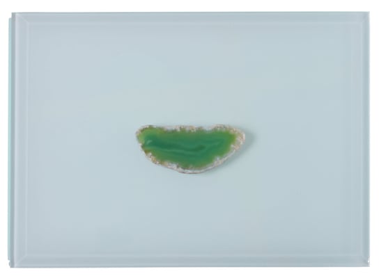 Szkatułka szklana z kamieniem, EWAX, biała, 18x13x7,5 cm Ewax