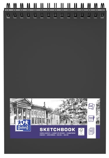 Szkicownik Oxford Sketchbook, Spirala A4, czarny Oxford