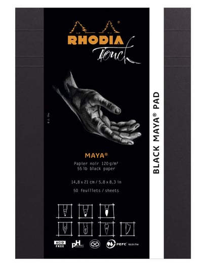 Szkicownik Rhodia, A5, czarny papier, Maya Rhodia