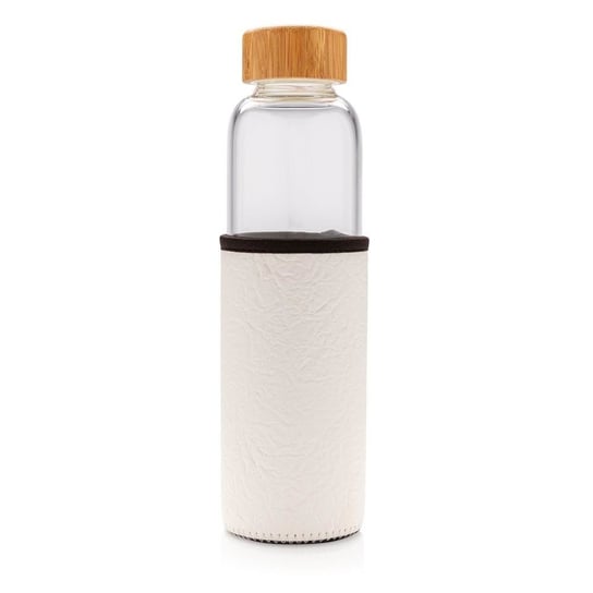Szklana butelka sportowa 550 ml w pokrowcu UPOMINKARNIA Biała - biały UPOMINKARNIA