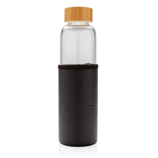 Szklana butelka sportowa 550 ml w pokrowcu UPOMINKARNIA Czarna - czarny UPOMINKARNIA