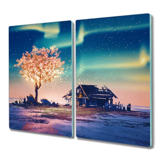 Szklana deska 2x30x52 Drzewo niebo noc z nadrukiem, Coloray Coloray