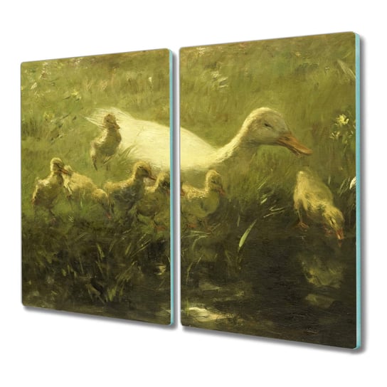 Szklana deska do krojenia z nadrukiem Zwierzęta kaczki trawa natura 2x30x52 Inna marka