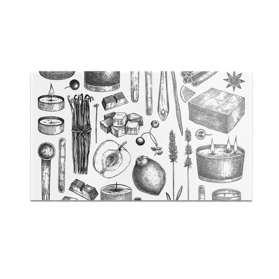 Szklana deska kuchenna HOMEPRINT Czarno-białe wzory kuchenne 60x52 cm HOMEPRINT