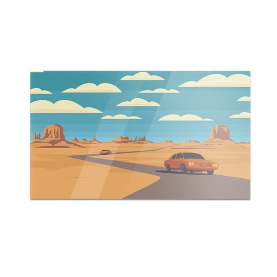 Szklana deska kuchenna HOMEPRINT Droga na pustyni, samochody 60x52 cm HOMEPRINT