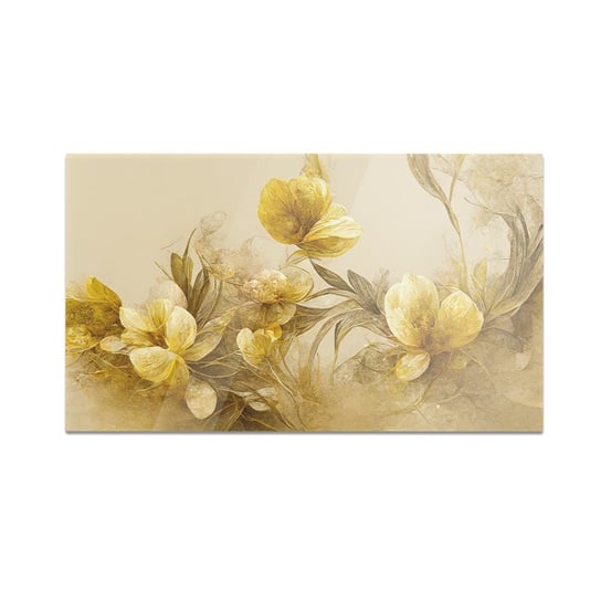 Szklana deska kuchenna HOMEPRINT Złote kwiaty 60x52 cm HOMEPRINT