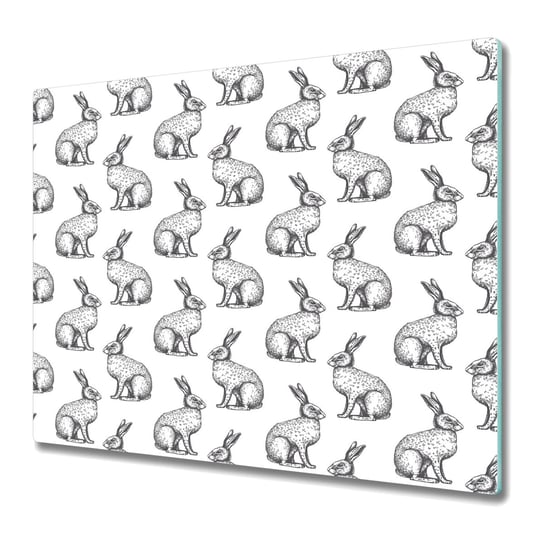 Szklana Deska Kuchenna ze Wzorem 60x52 cm - Białe króliki Coloray