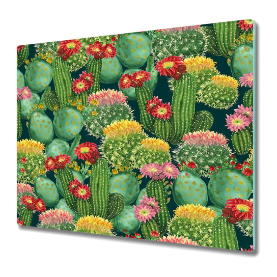 Szklana Deska Kuchenna ze Wzorem 60x52 cm - Kwitnące kaktusy Coloray