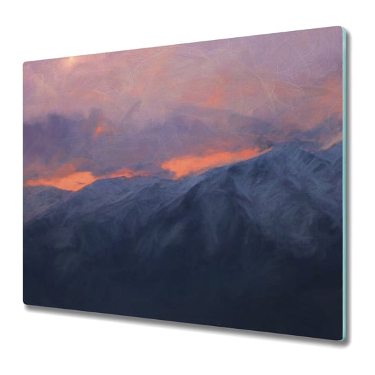 Szklana Deska Kuchenna ze Wzorem 60x52 cm - Zachód słońca góra Coloray