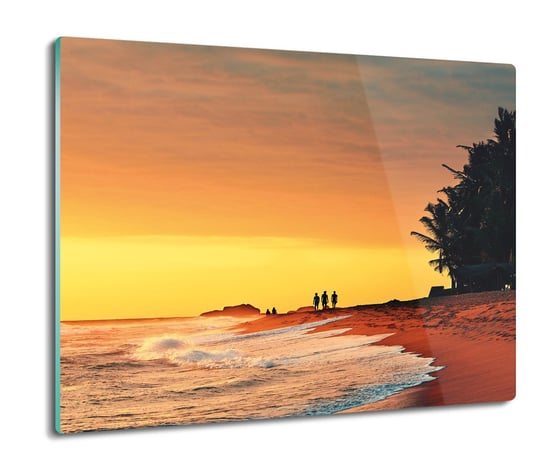 szklana deska splashback Plaża palma zachód 60x52, ArtprintCave ArtPrintCave