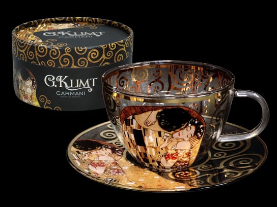 Szklana filiżanka ze spodkiem - G. Klimt. Pocałunek (CARMANI) Carmani