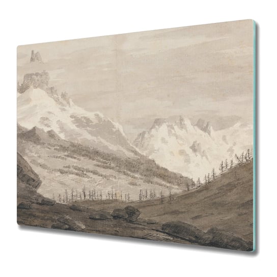 Szklana Hartowana Deska Kuchenna z nadrukiem 60x52 cm - Krajobraz w stylu vintage góry Coloray