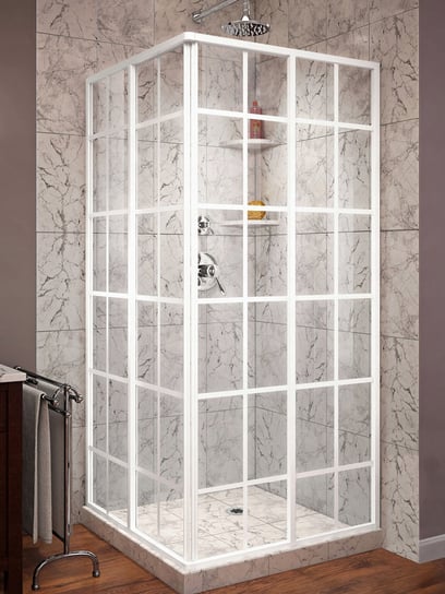 Szklana kabina prysznicowa 90x90 biała LOFT kratka francuska Toule24